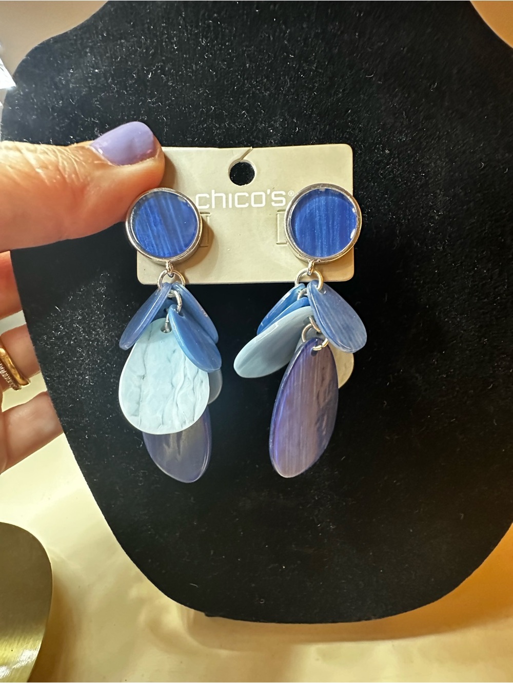 Chico's Layered Blue Teardrop Dangle Earrings